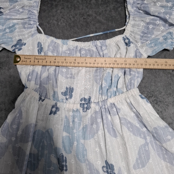 SABO SKIRT Amanda Mini Dress Size L US 8 100% Cotton With Eyelet Floral Babydoll - Picture 10 of 16